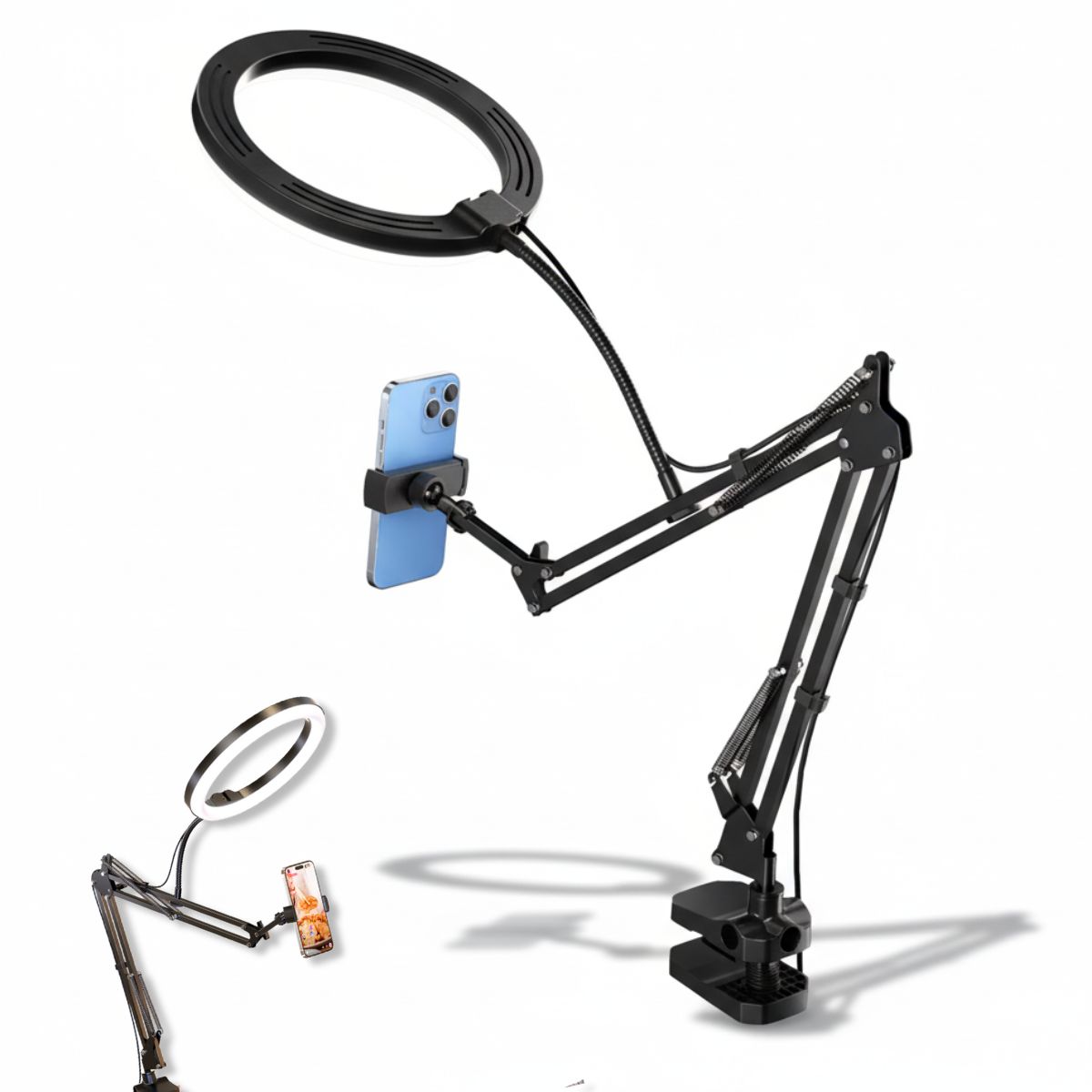 GENERICO - Kit Soporte Ajustable Profesional Con Aro De Luz Para Celular