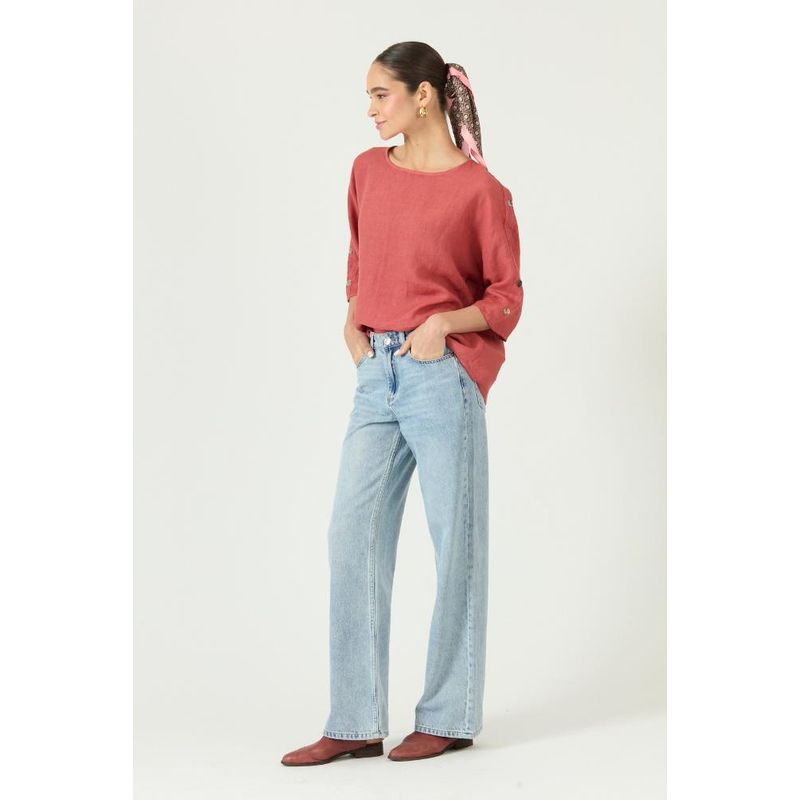 PRIVILEGE - Blusa de lino rosa viejo 2916
