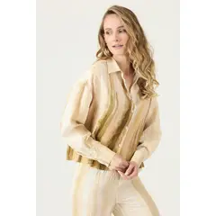 PRIVILEGE - Blusa beige estampada 3074