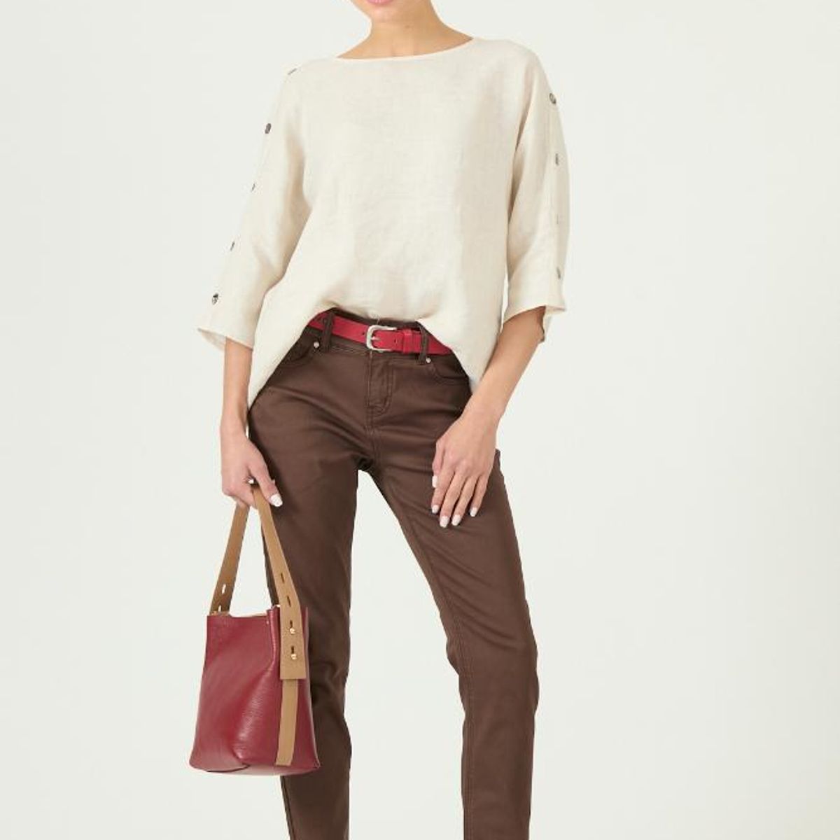 PRIVILEGE - Blusa de lino beige 2917