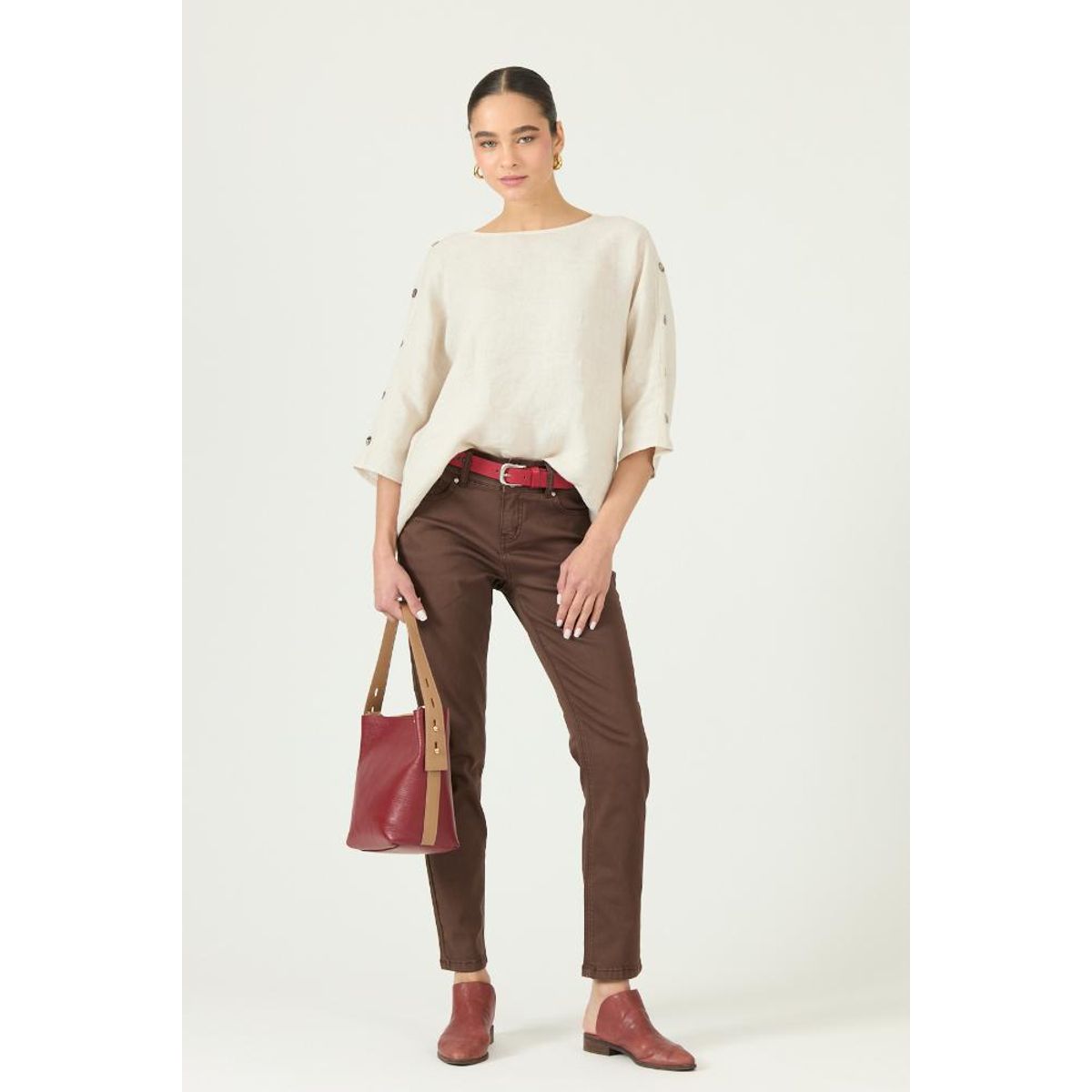 PRIVILEGE - Blusa de lino beige 2917