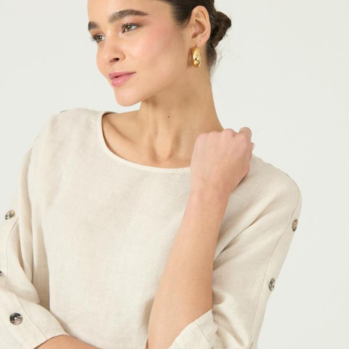 PRIVILEGE - Blusa de lino beige 2917