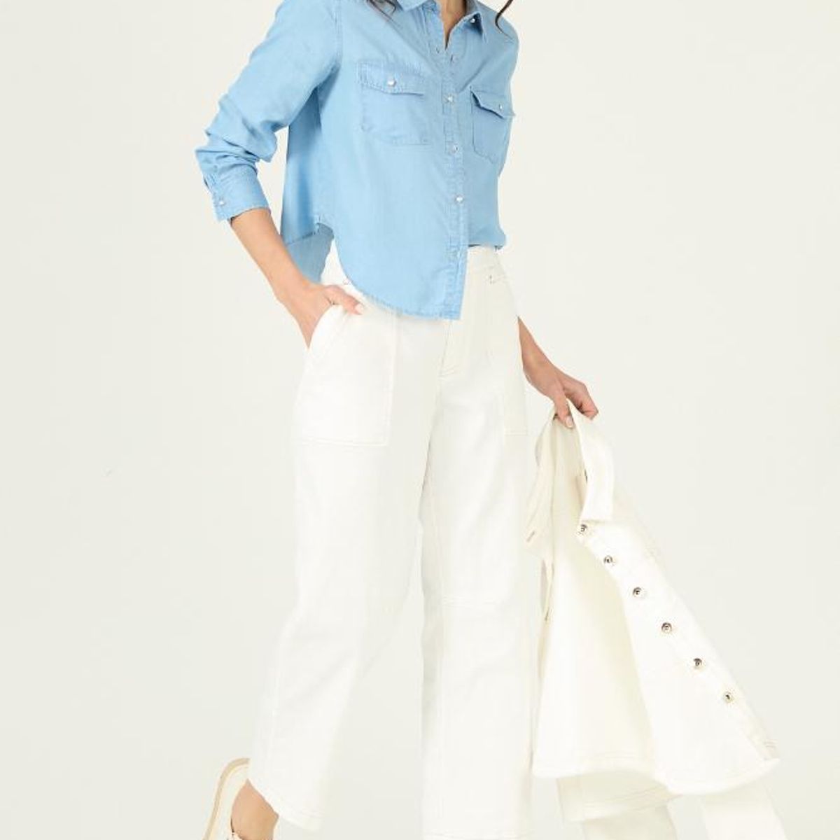 PRIVILEGE - Blusa de lyocell celeste 2905