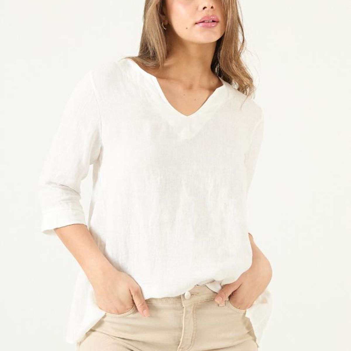 PRIVILEGE - Blusa de lino blanca PRIVILEGE 3073