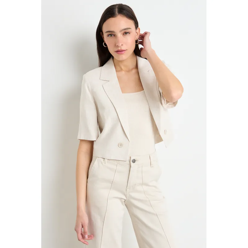 IO - Blazer Liso Mujer Beige Io