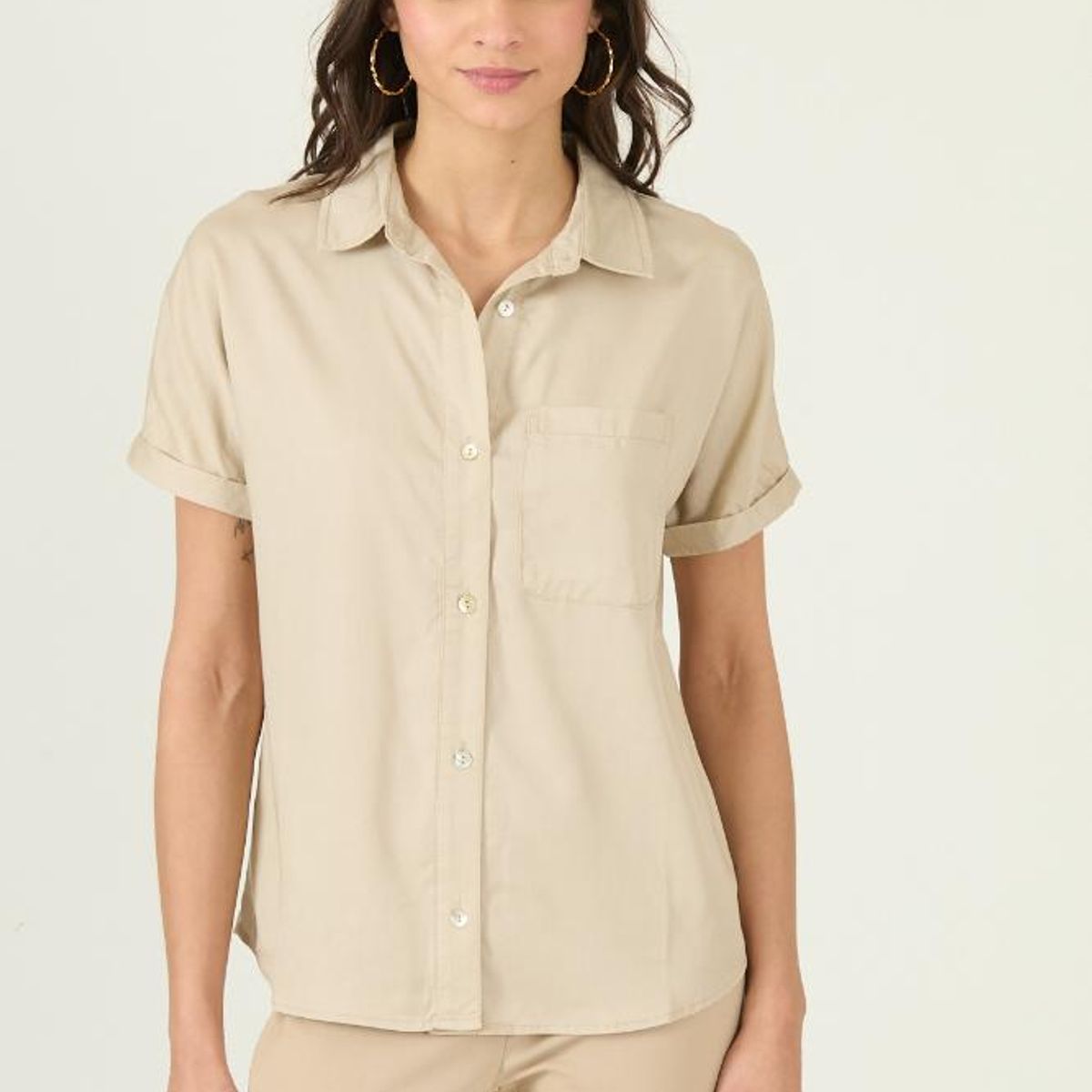 PRIVILEGE - Blusa de lyocell beige 2912