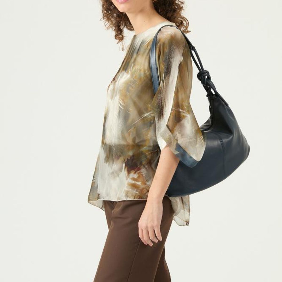 PRIVILEGE - Blusa con silk blend gris estampada PRIVILEGE 3354