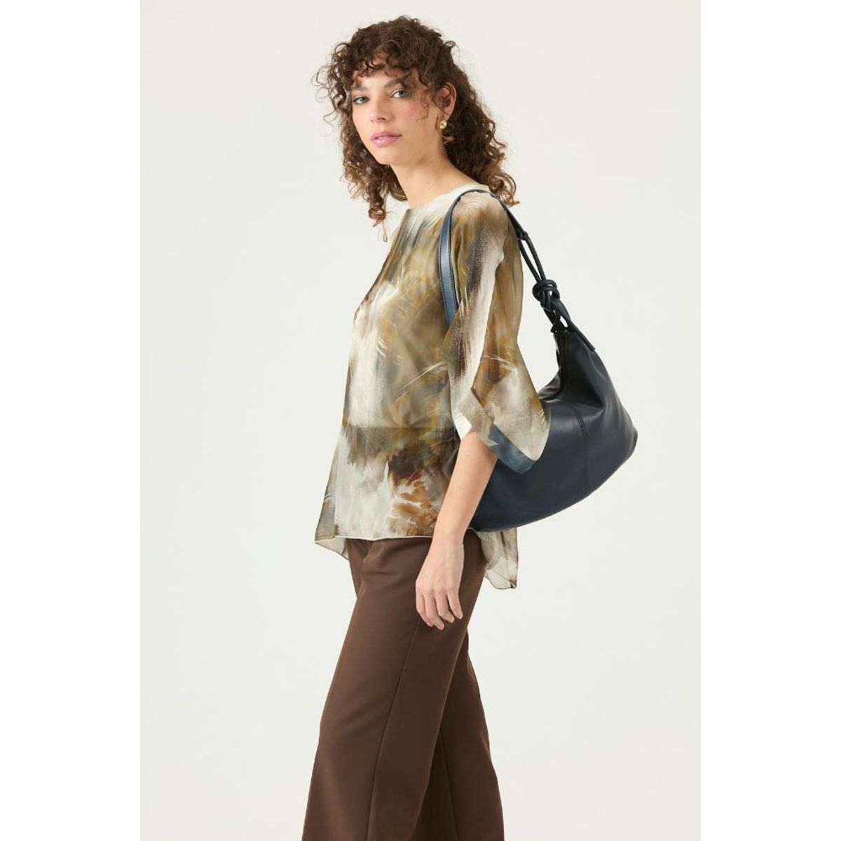 PRIVILEGE - Blusa con silk blend gris estampada PRIVILEGE 3354