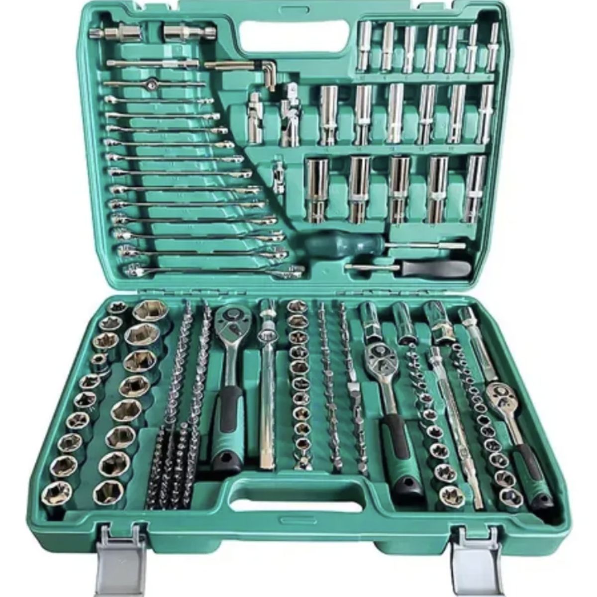 GENERICO - Caja De Herramientas Y Llaves 216 Piezas + Maleta Premium Xl Verde