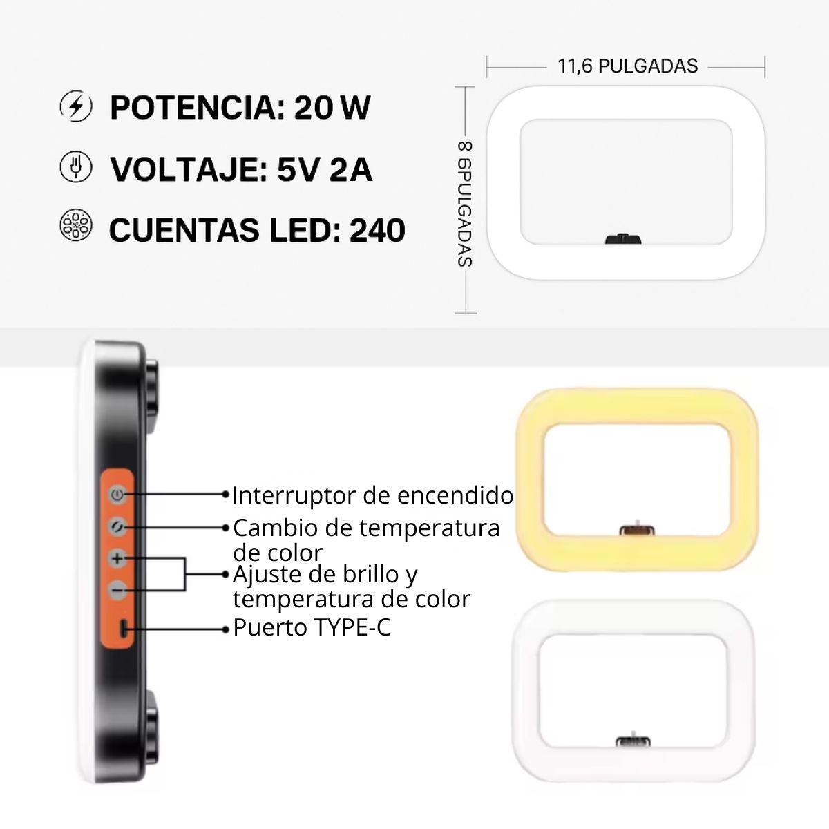 GENERICO - Anillo Luz Led Grabación Videos Selfie Con Soporte Celular