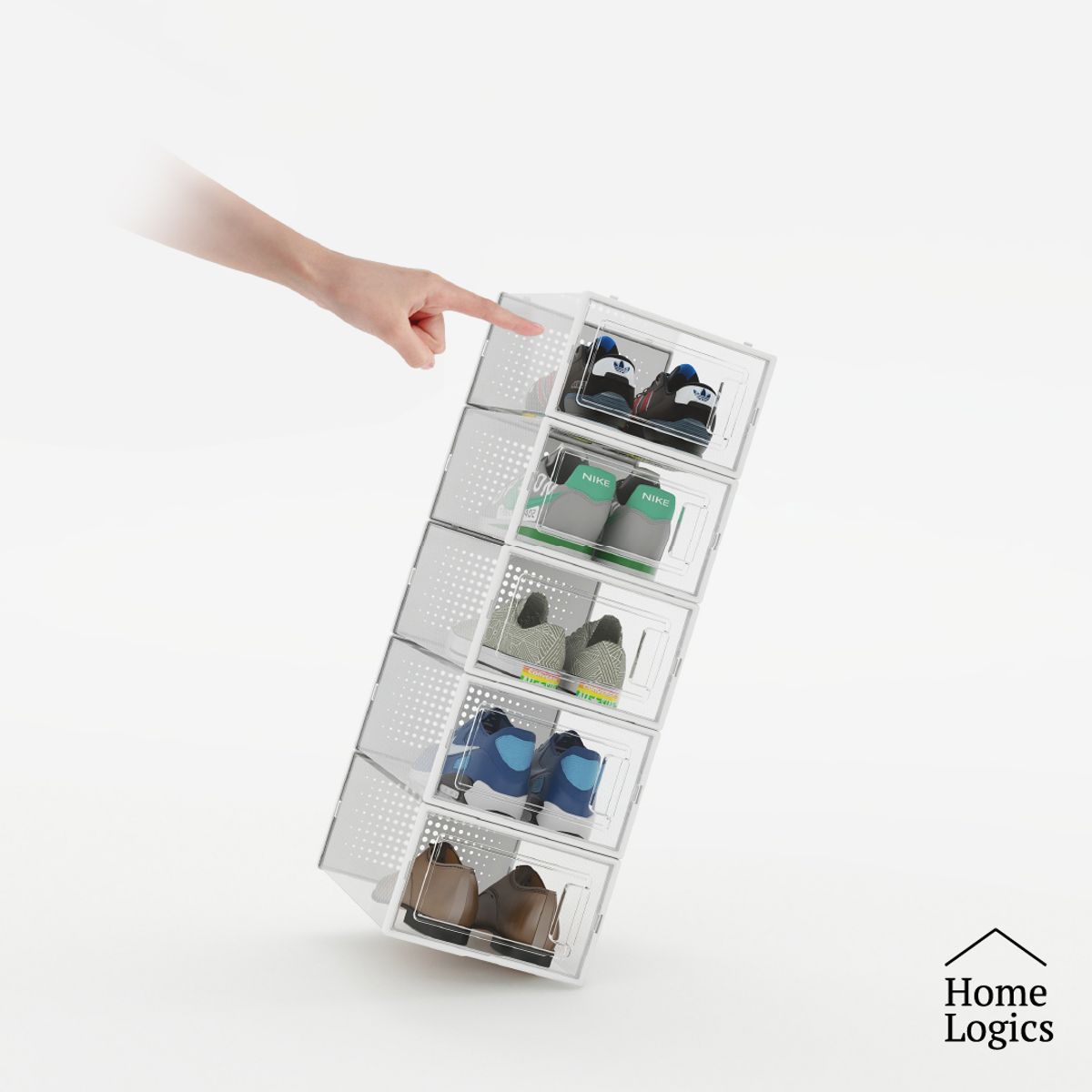 HOME LOGICS - Set 4 Cajas Organizadoras De Zapatos Apilables Home Logics Kiosclub