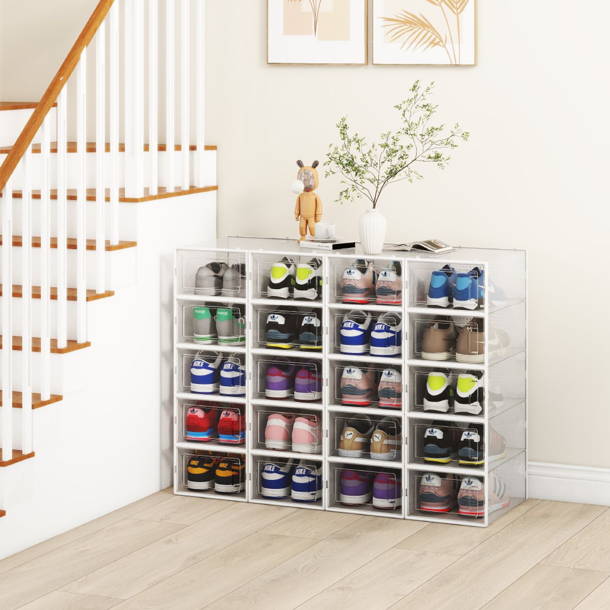 HOME LOGICS - Set 4 Cajas Organizadoras De Zapatos Apilables Home Logics Kiosclub