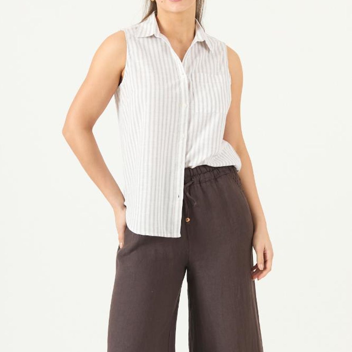 PRIVILEGE - Blusa taupe rayas PRIVILEGE 3489