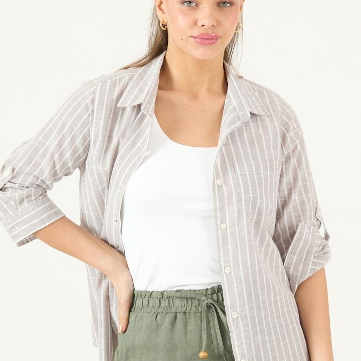 PRIVILEGE - Blusa taupe rayas PRIVILEGE 3487