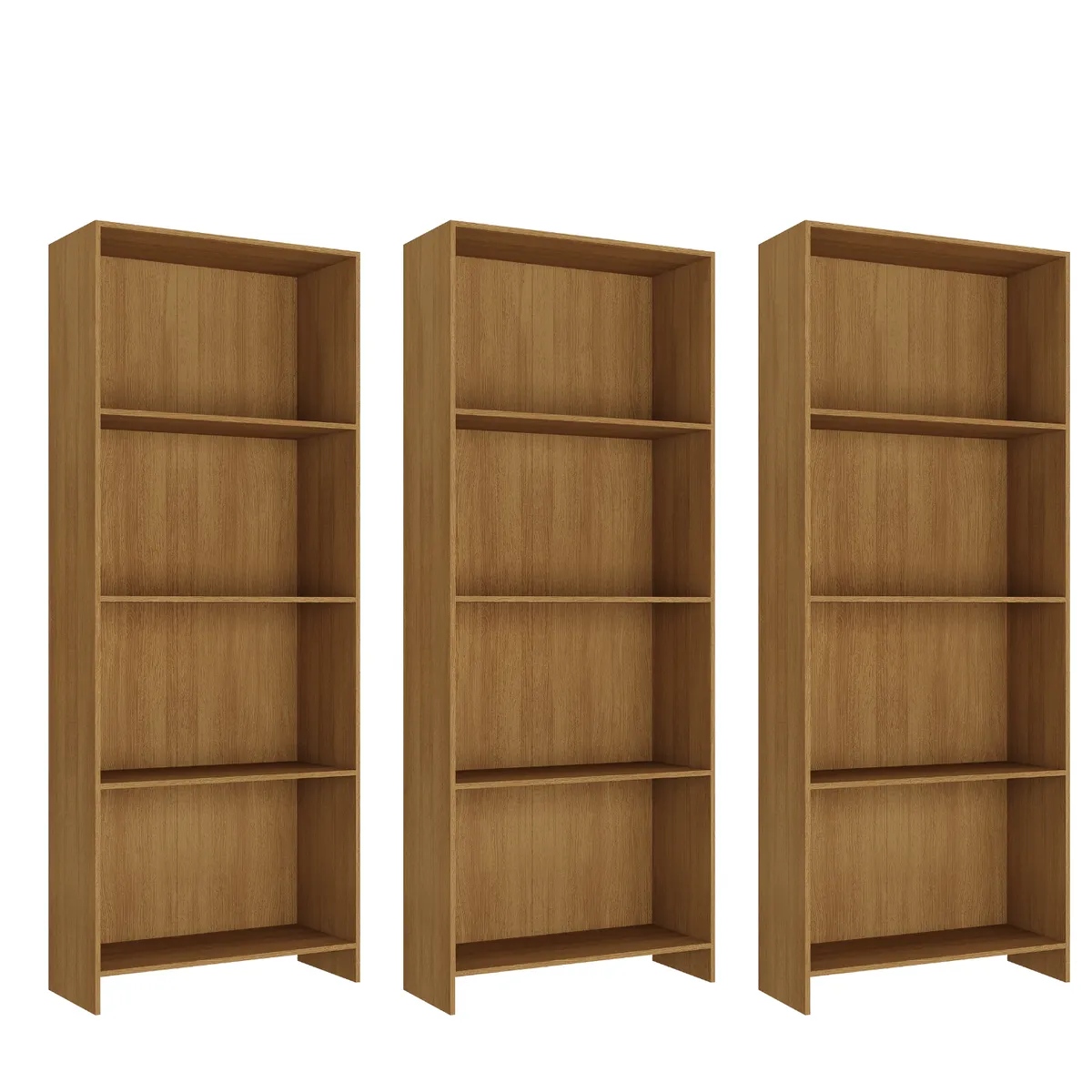 MOVELARIA - Combo 3 Libreros Color Natural 164x57x27cm R16X3