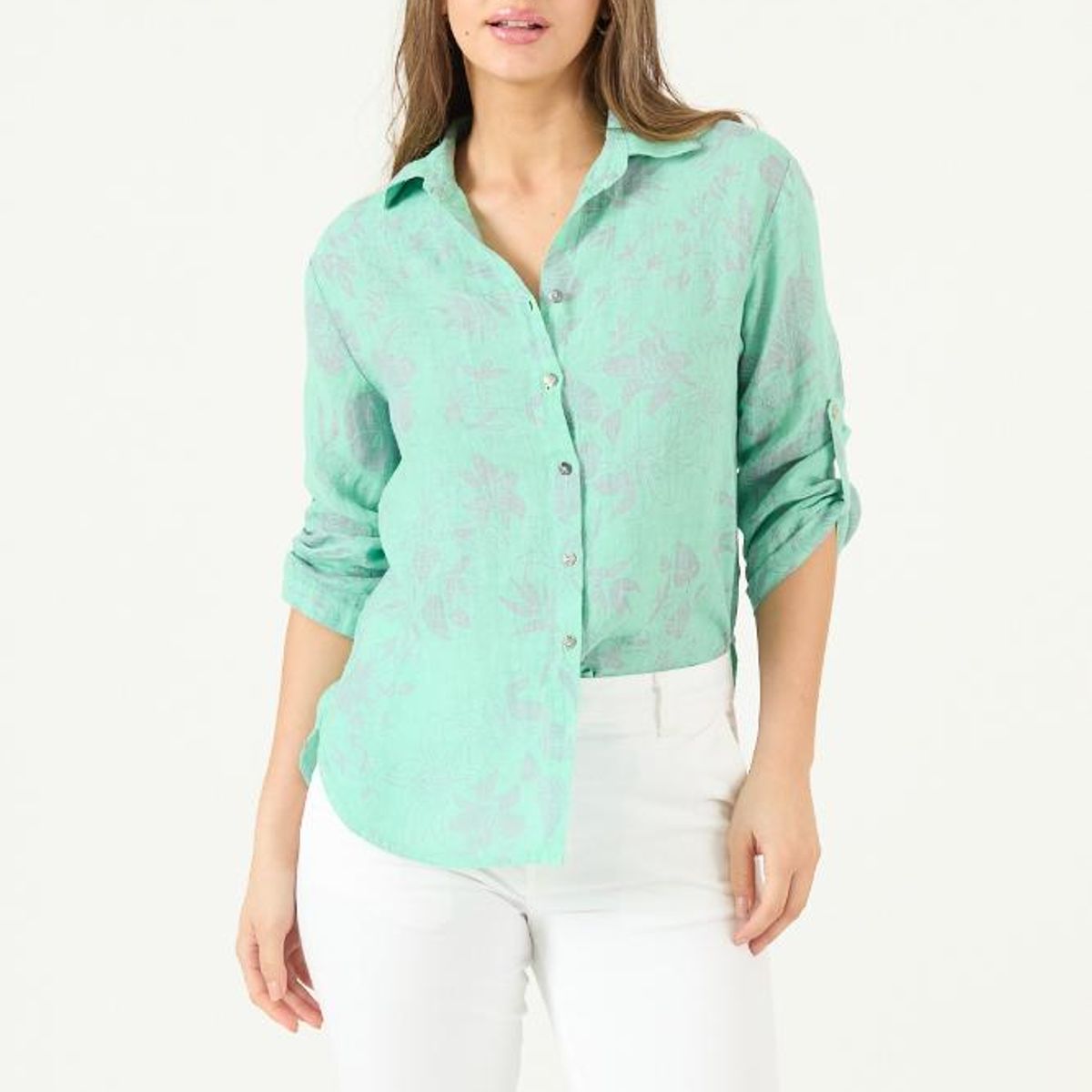PRIVILEGE - Blusa de lino gris estampada PRIVILEGE 3533