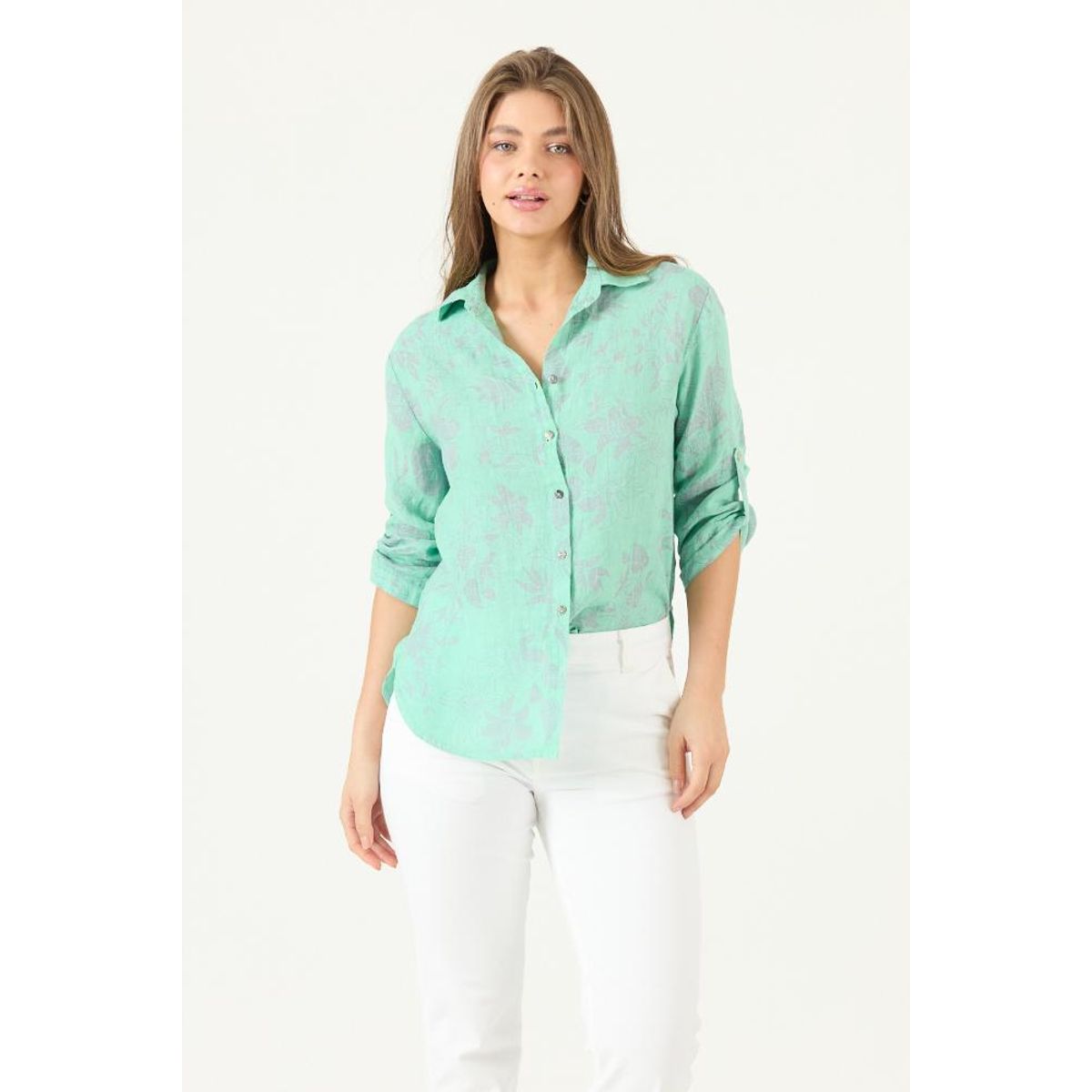 PRIVILEGE - Blusa de lino gris estampada PRIVILEGE 3533