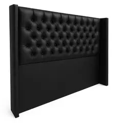 GENERICO - Respaldo Verona Ecocuero Negro con Brazos Laterales – 2 Plazas