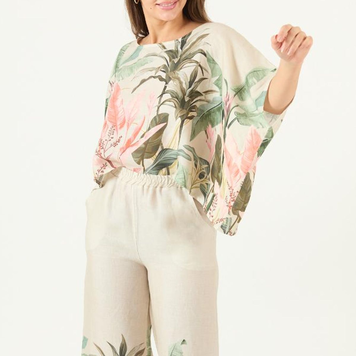 PRIVILEGE - Blusa de lino vison estampada PRIVILEGE 3492