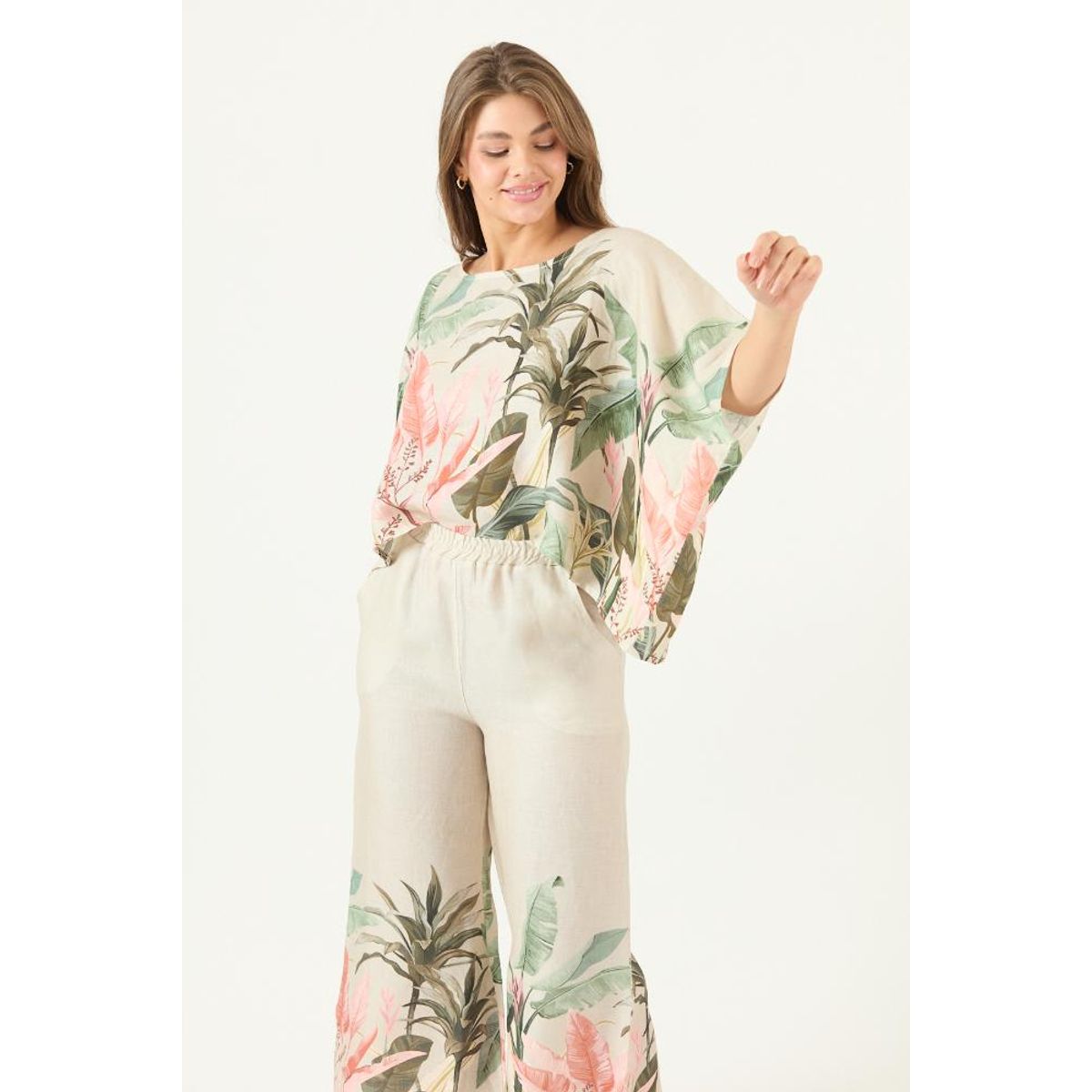 PRIVILEGE - Blusa de lino vison estampada PRIVILEGE 3492