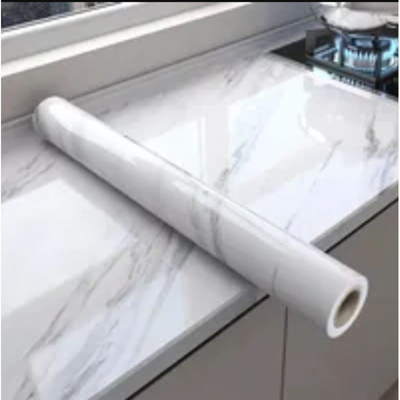GENERICO - Papel Tapiz Adhesivo Mármol Impermeable Para Encimera Cajon 10m Blanco