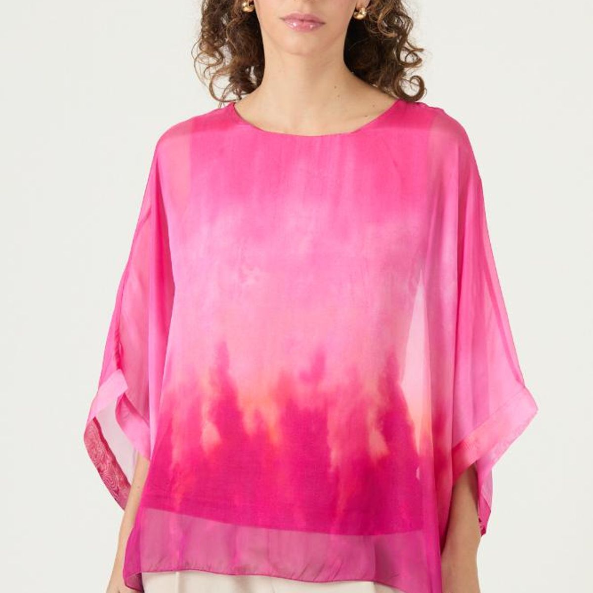 PRIVILEGE - Blusa con silk blend fucsia estampada PRIVILEGE 3353