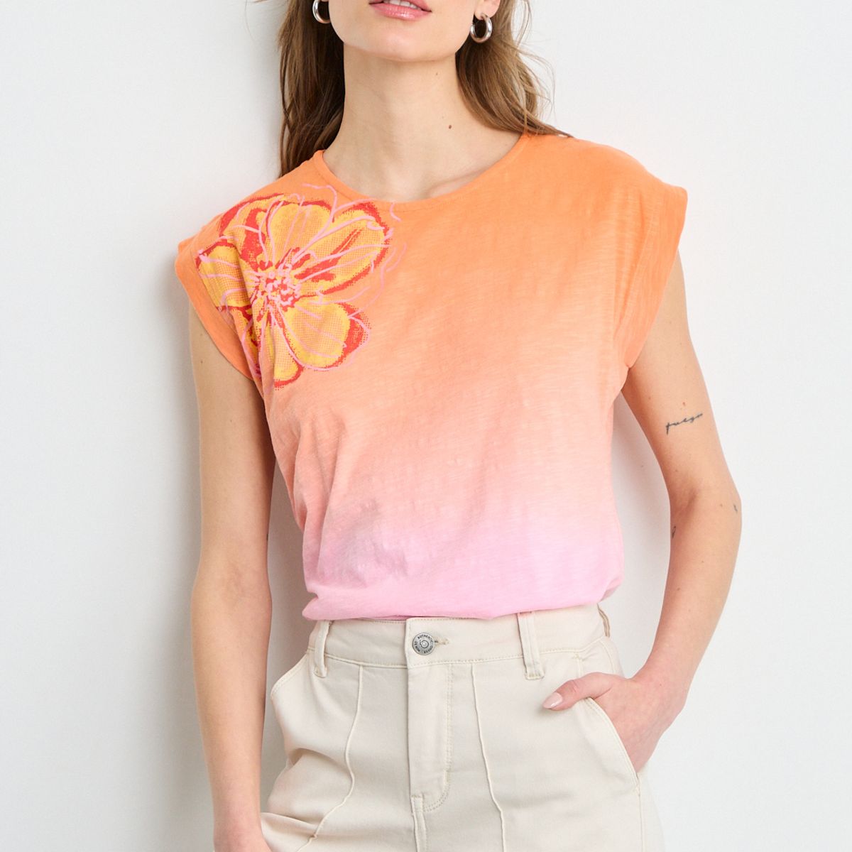 IO - Polera Sin Mangas Mujer Naranjo Io