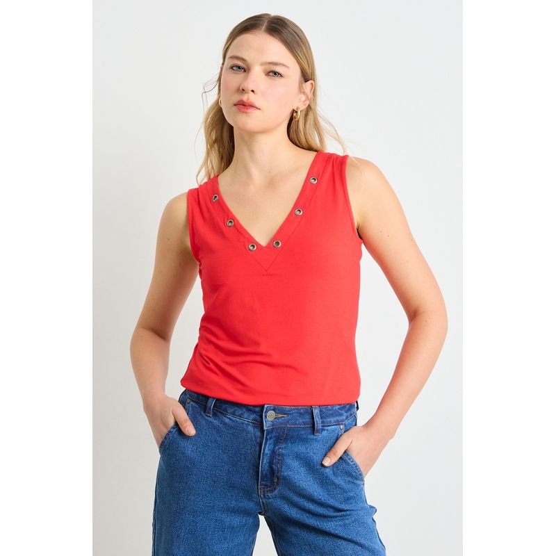 ASH - Polera Sin Mangas Mujer Rojo Ash