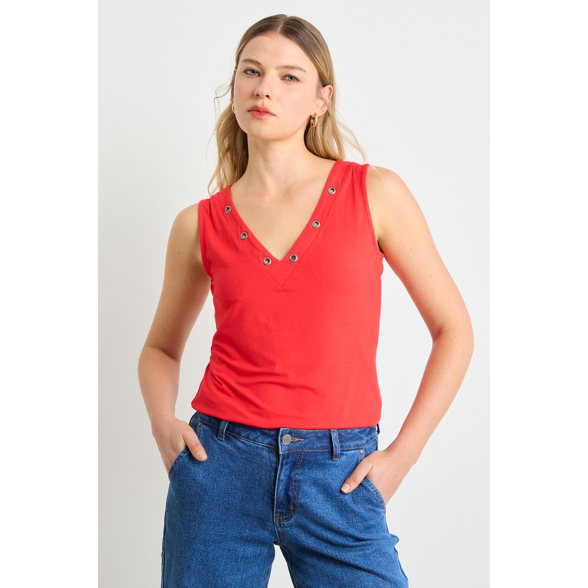 ASH - Polera Sin Mangas Mujer Rojo Ash