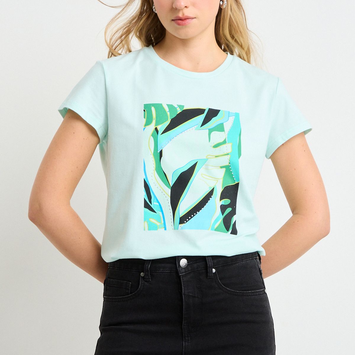 ASH - Polera Manga Corta Mujer Azul Ash