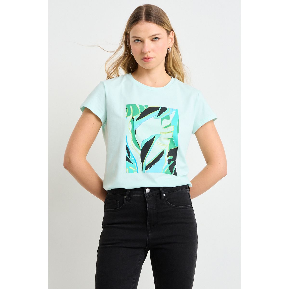 ASH - Polera Manga Corta Mujer Azul Ash