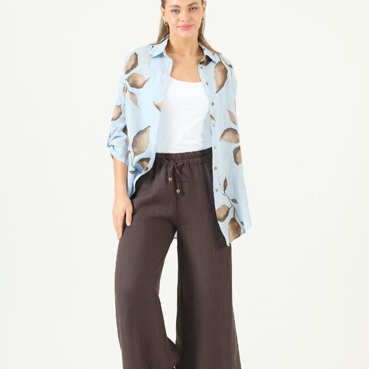 PRIVILEGE - Blusa de lino vison estampada PRIVILEGE 3109