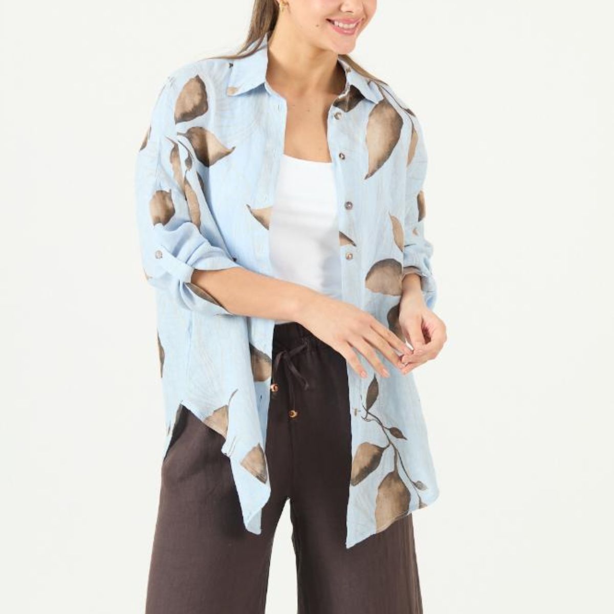 PRIVILEGE - Blusa de lino vison estampada PRIVILEGE 3109