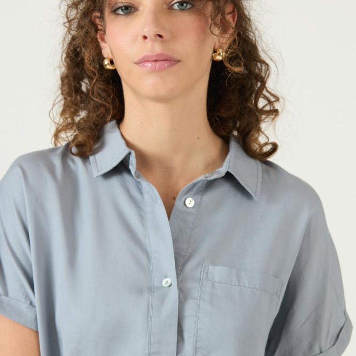 PRIVILEGE - Blusa de lyocell celeste PRIVILEGE 3289