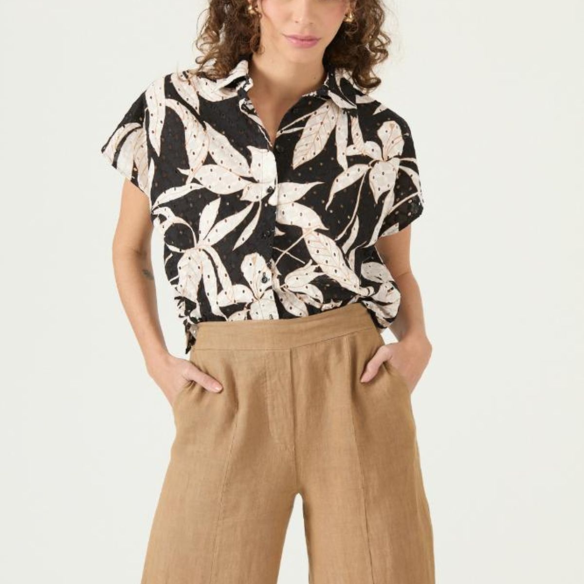 PRIVILEGE - Blusa negra estampada PRIVILEGE 3370