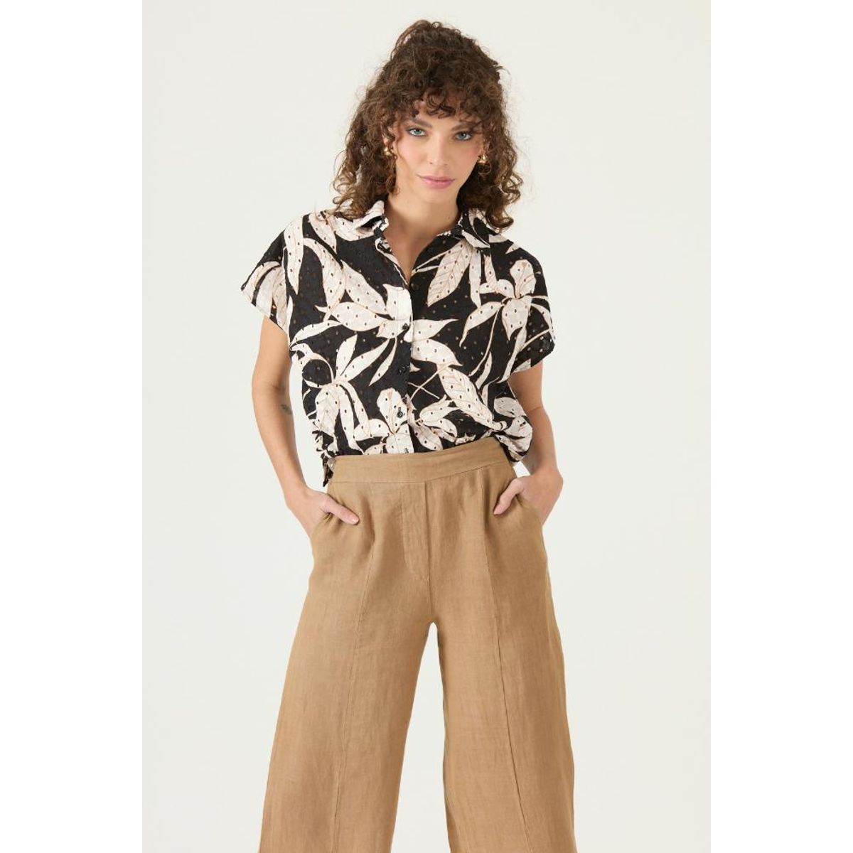 PRIVILEGE - Blusa negra estampada PRIVILEGE 3370