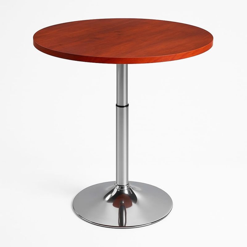 GENERICO - Mesa Alta Regulable 70 A 90cm Diametro 60cm Capacidad 40 Kg Madera Rojiza