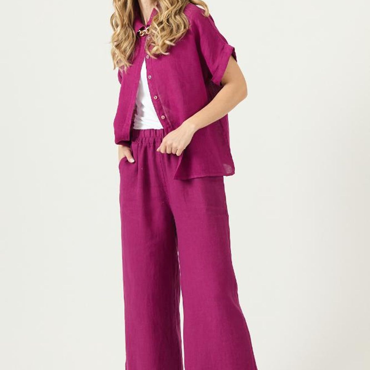 PRIVILEGE - Blusa de lino fucsia PRIVILEGE 3374