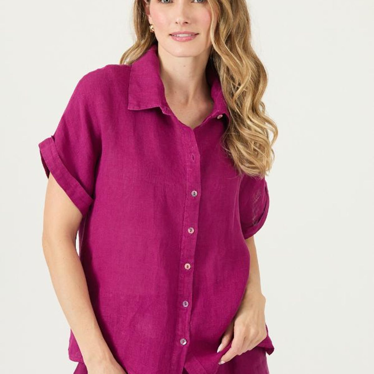 PRIVILEGE - Blusa de lino fucsia PRIVILEGE 3374
