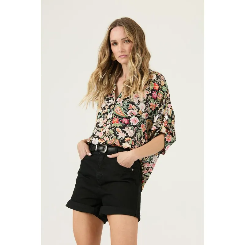 PRIVILEGE - Blusa negra estampada PRIVILEGE 3297