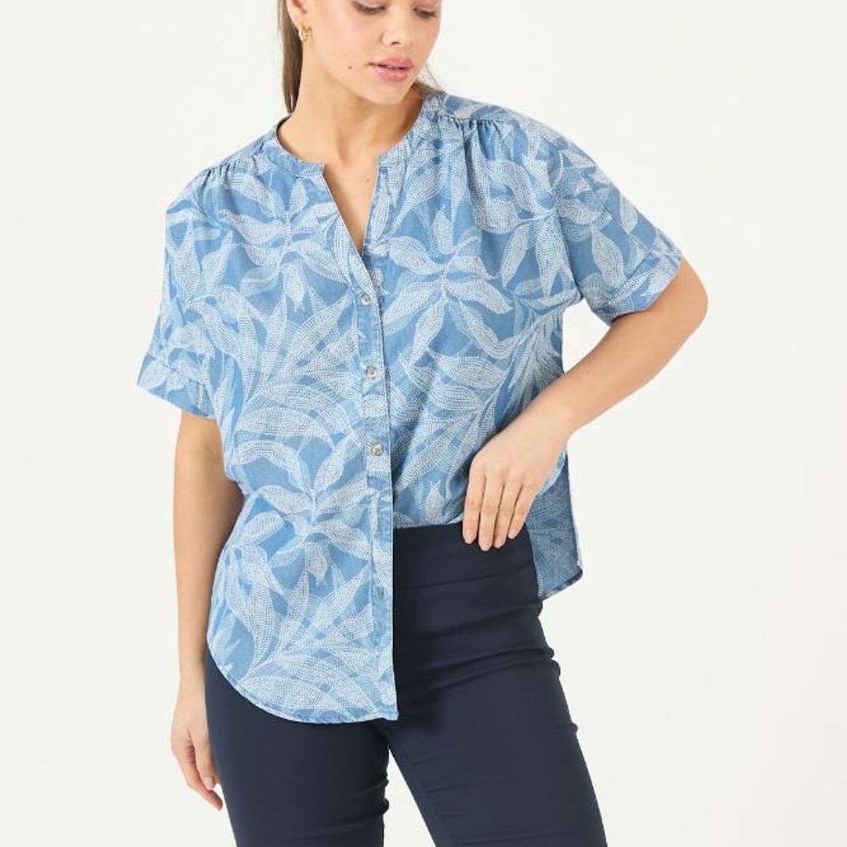 PRIVILEGE - Blusa de lyocell celeste estampada PRIVILEGE 3479