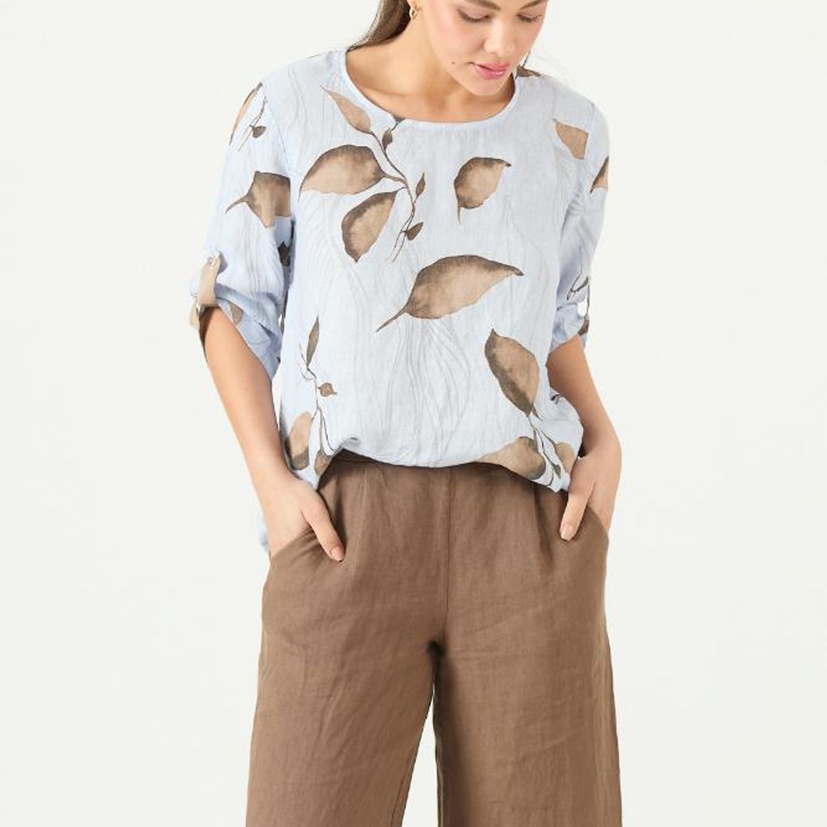 PRIVILEGE - Blusa de lino vison estampada PRIVILEGE 3111