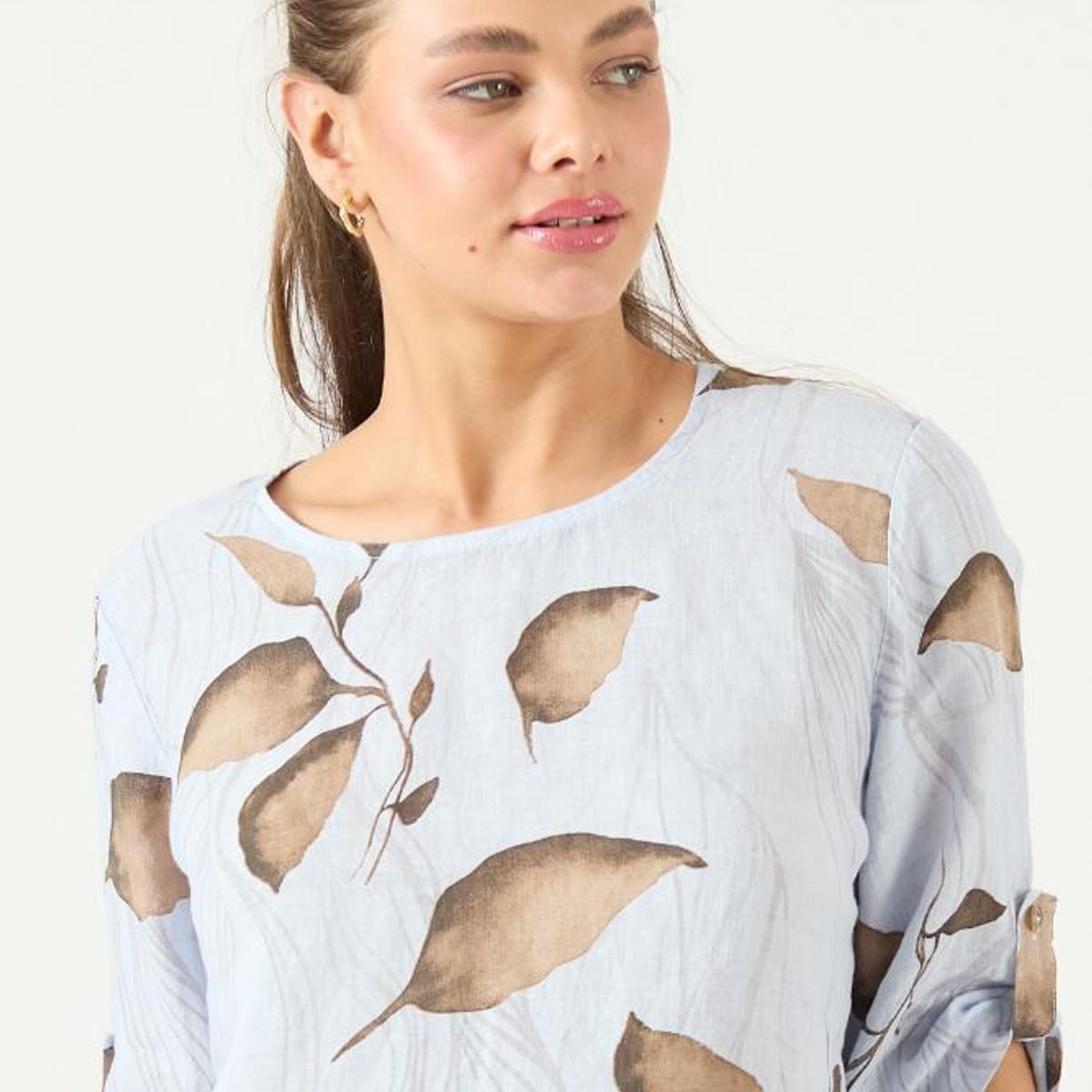 PRIVILEGE - Blusa de lino vison estampada PRIVILEGE 3111