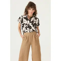 PRIVILEGE - Blusa negra estampada 3370