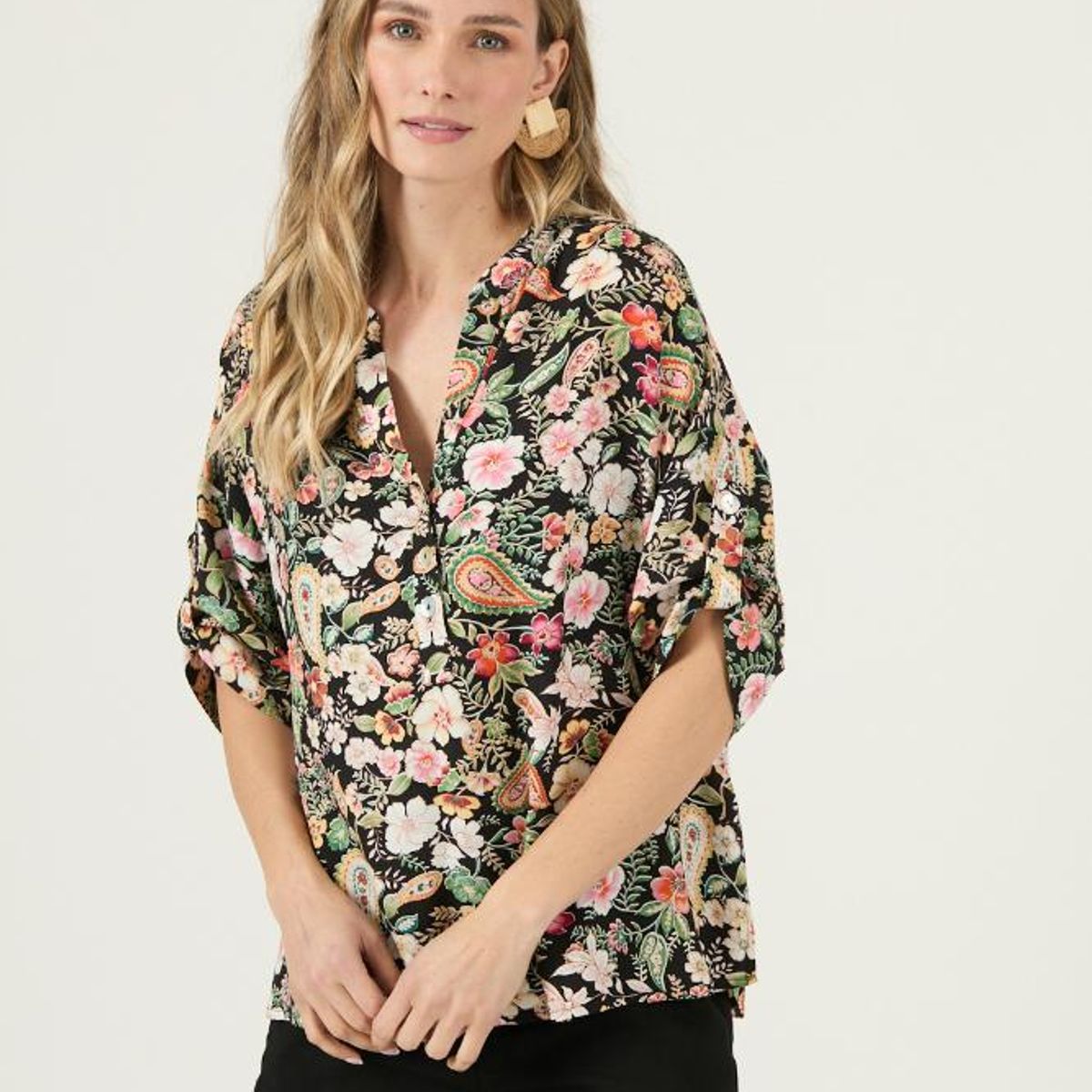 PRIVILEGE - Blusa negra estampada PRIVILEGE 3297