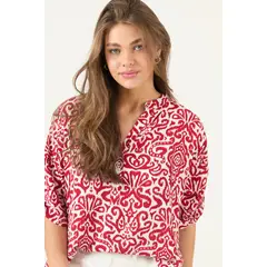 PRIVILEGE - Blusa roja estampada 3490