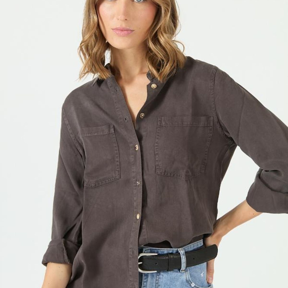 PRIVILEGE - Blusa de lyocell gris PRIVILEGE 3473