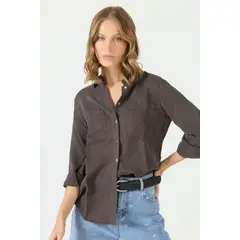 PRIVILEGE - Blusa de lyocell gris 3473
