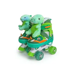GENERICO - PATIN 4 RUEDAS DINOPATIN CON PELUCHE VERDE TALLA XS 27-30