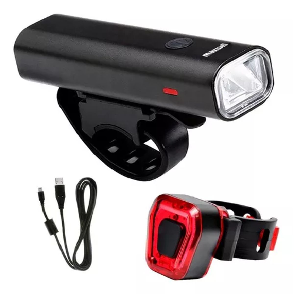 GENERICO - Set luces bicicleta delantera-rasera USB Maxwell impermeable negro